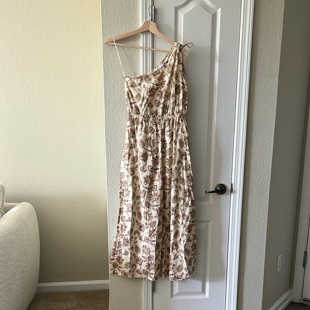 Mango Cream and Pink One Shoulder Sundress